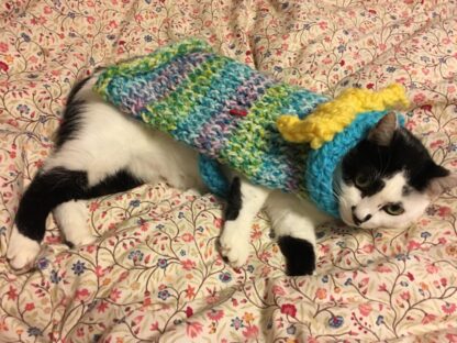 Pet sweater that fits most dogs...cats, too. Can be made to specific size,  please send dimensions.